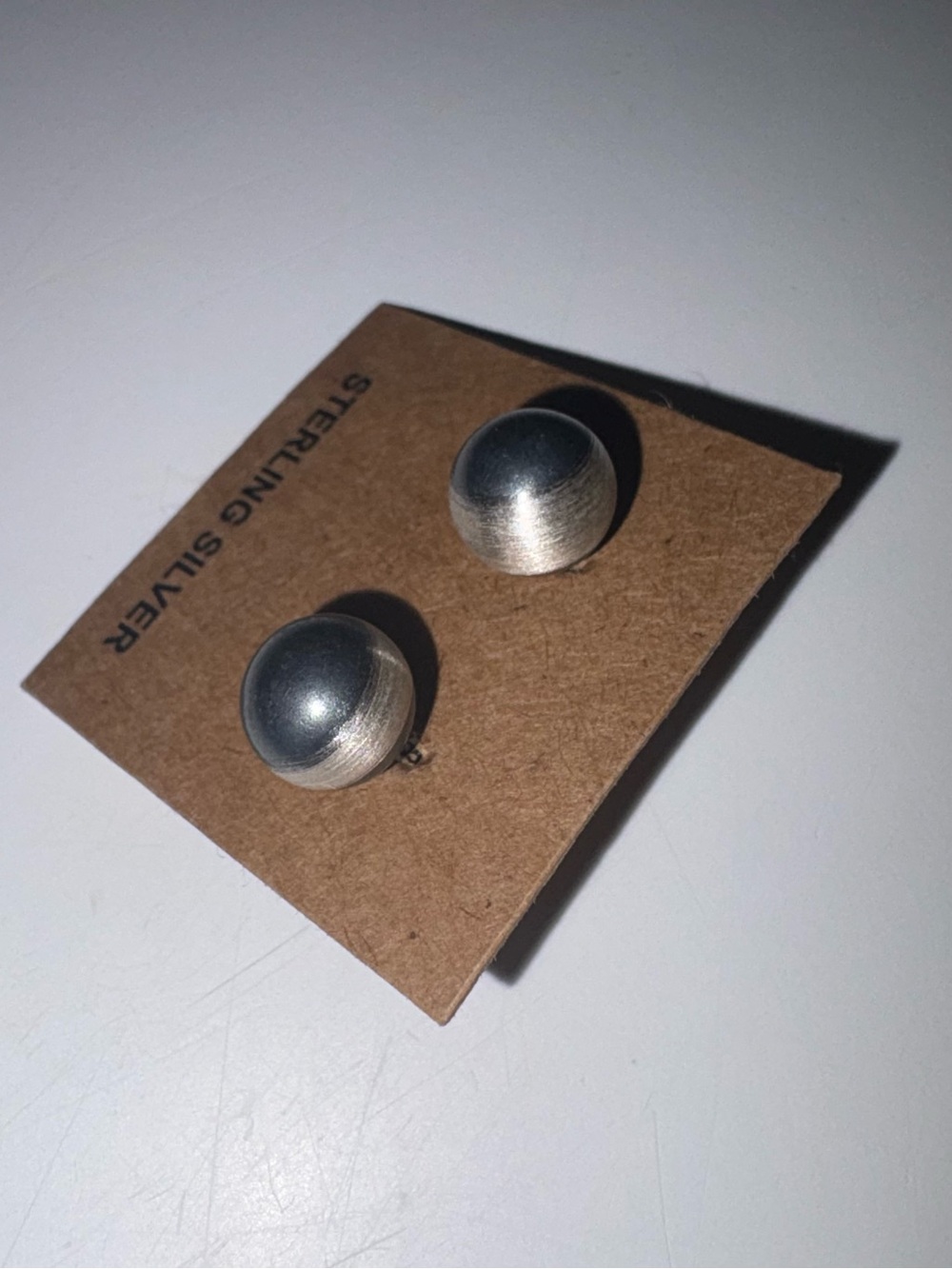Sterling Silver Dome Stud Earrings - Silver